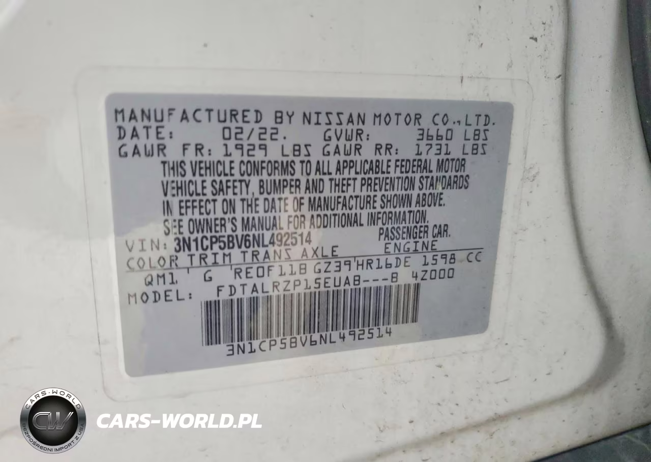 2022 Nissan Kicks S VIN:3N1CP5BV6NL492514 - 13