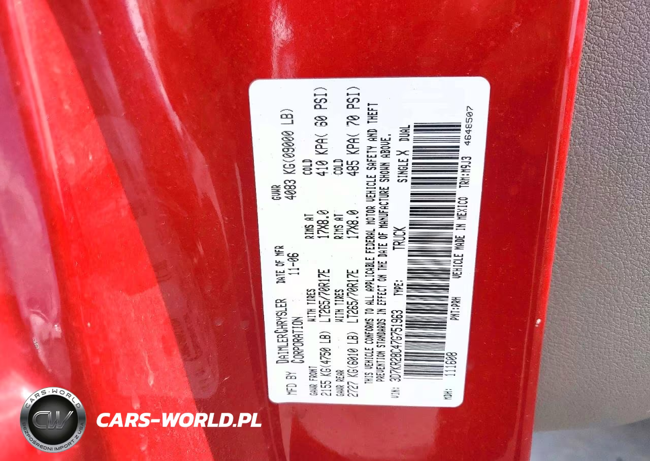 2007 Dodge Ram 2500 St VIN:3D7KR28C47G751963 - 12