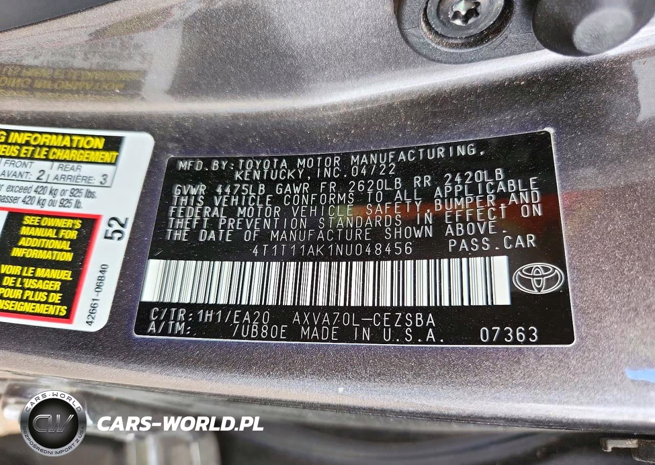 2022 Toyota Camry Se VIN:4T1T11AK1NU048456 - 13