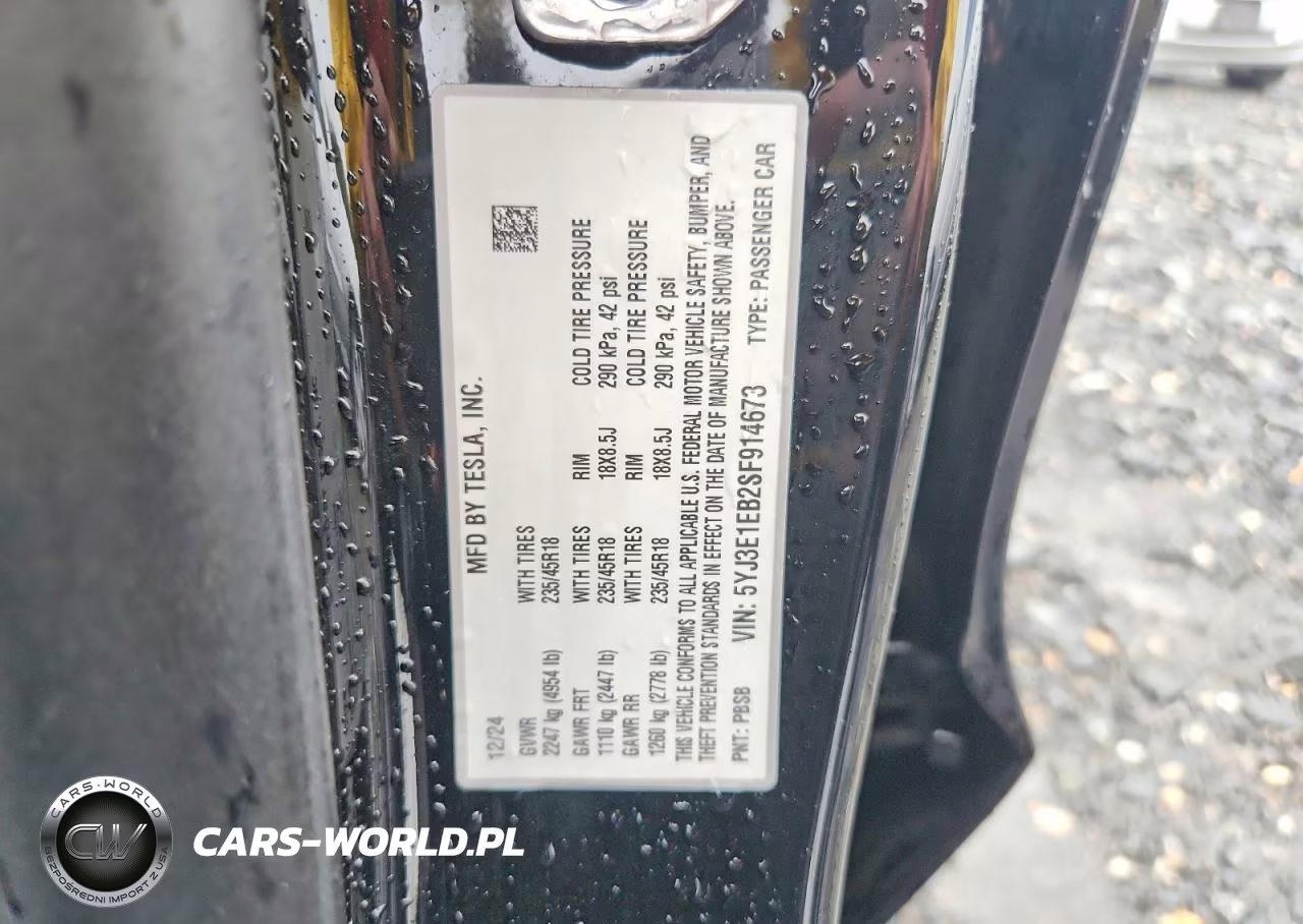 2025 Tesla Model 3 VIN:5YJ3E1EB2SF914673 - 12