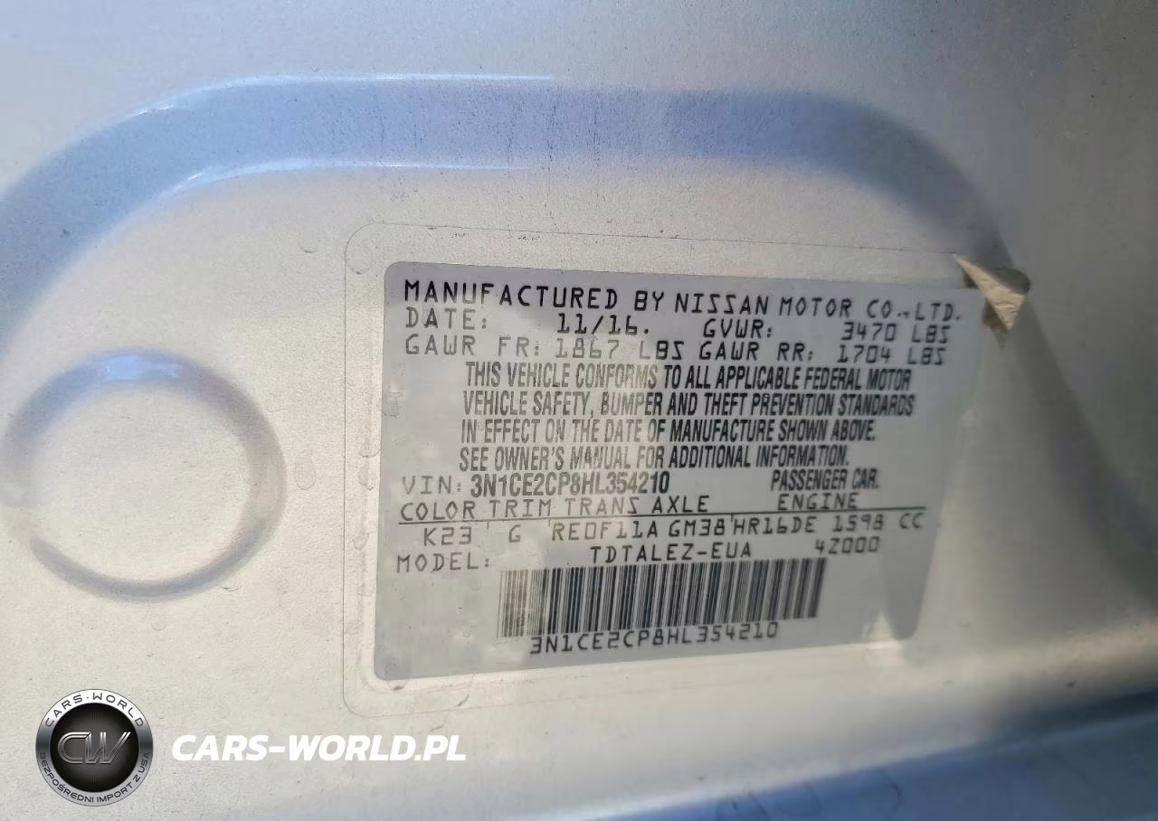 2017 Nissan Versa Note Sl VIN:3N1CE2CP8HL354210 - 13