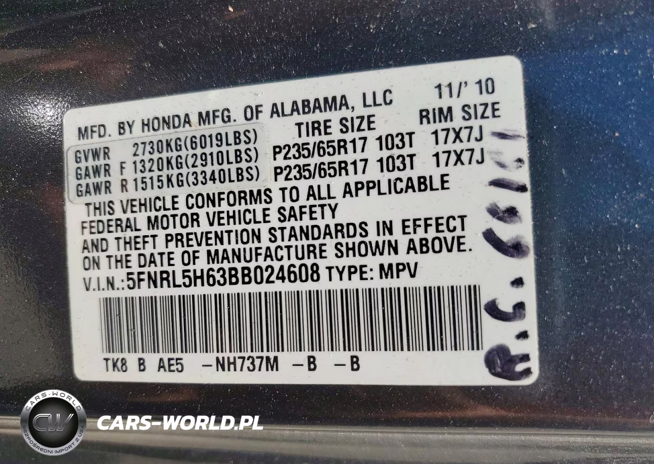 2011 Honda Odyssey Exl VIN:5FNRL5H63BB024608 - 13