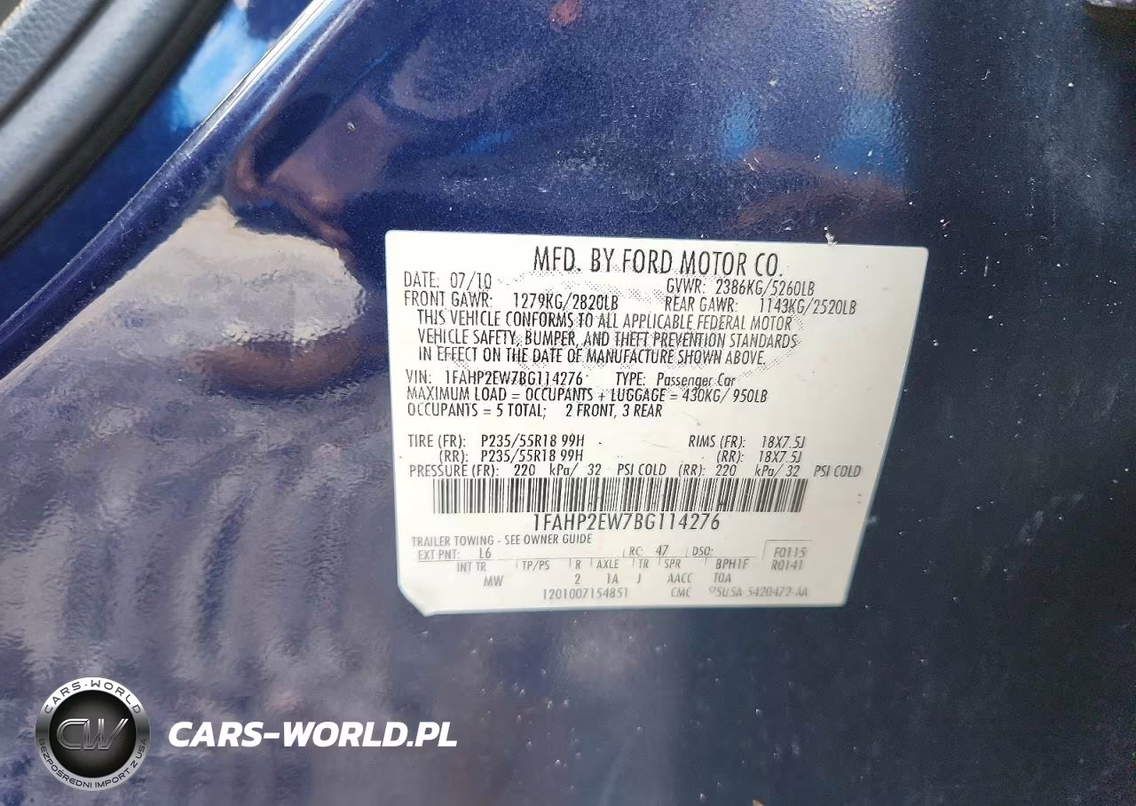 2011 Ford Taurus Sel VIN:1FAHP2EW7BG114276 - 12