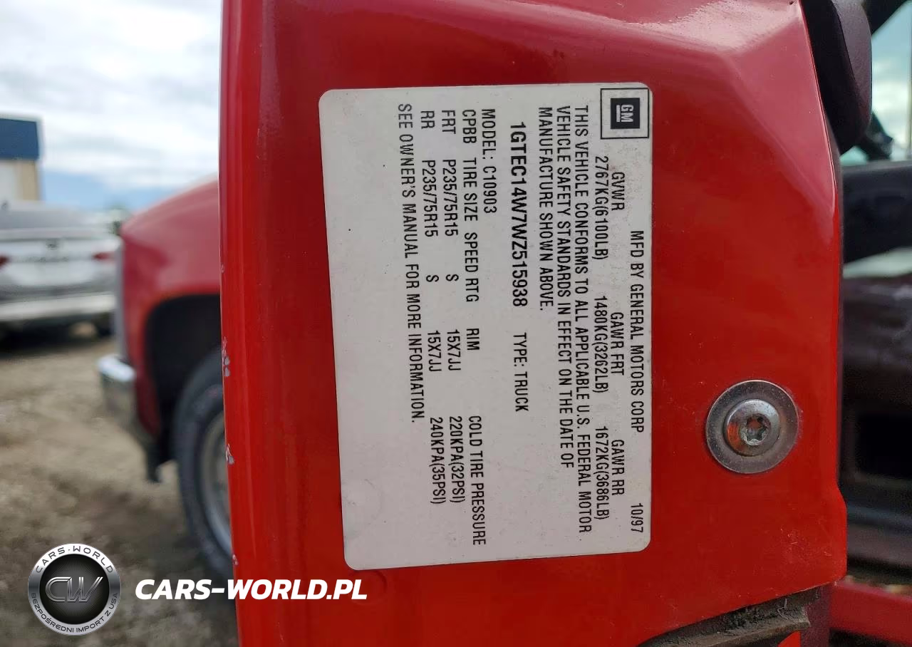 1998 GMC Sierra C1500 VIN:1GTEC14W7WZ515938 - 12