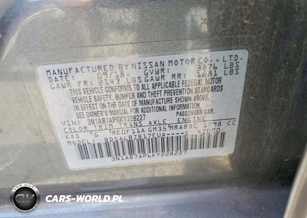2019 Nissan Sentra S VIN:3N1AB7AP6KY228227 - 12