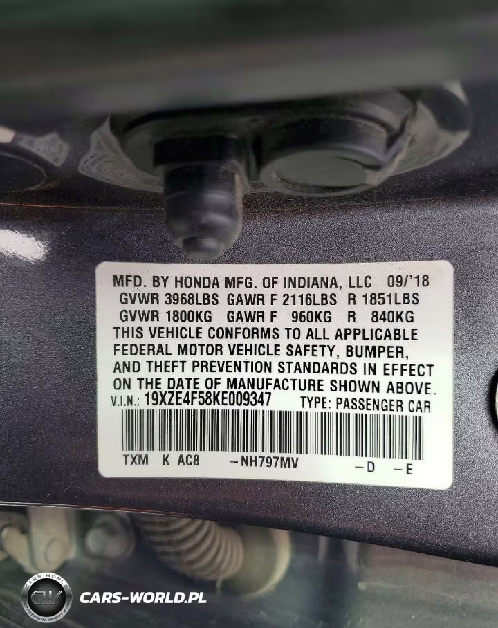 2019 Honda Insight Ex VIN:19XZE4F58KE009347 - 13