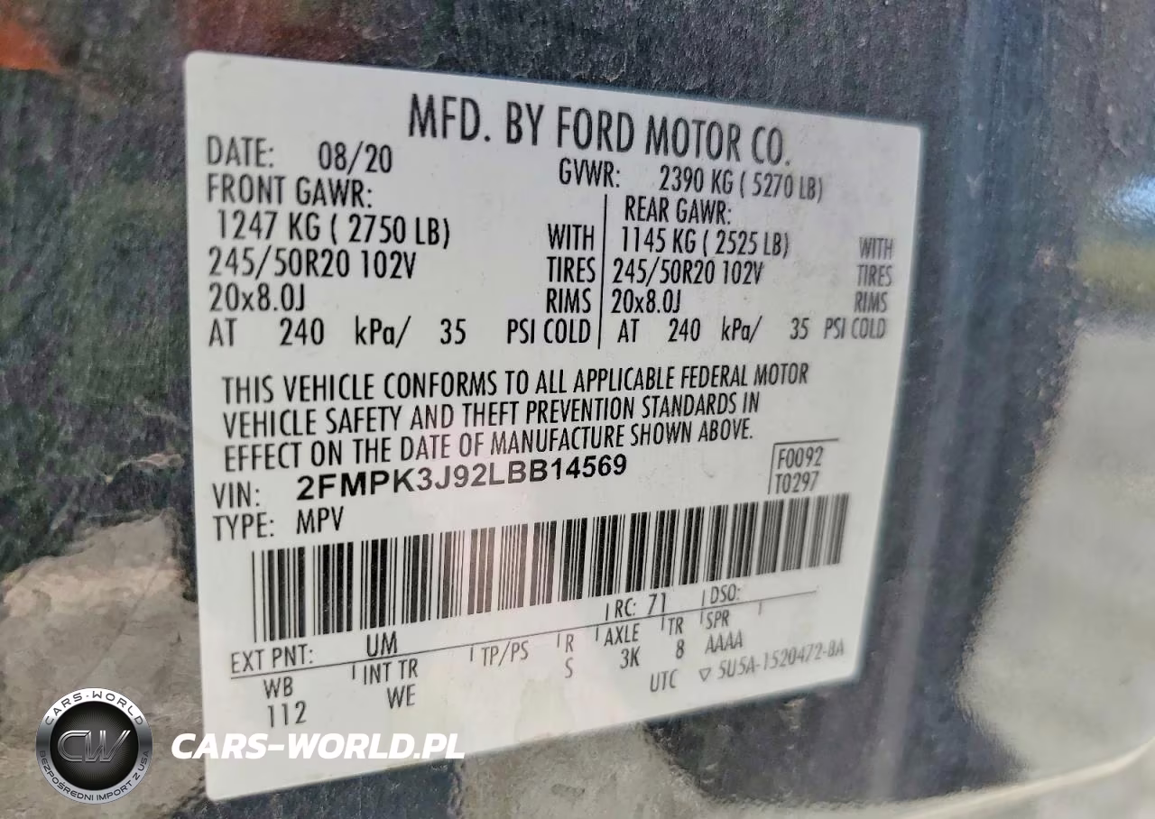 2020 Ford Edge Sel VIN:2FMPK3J92LBB14569 - 14