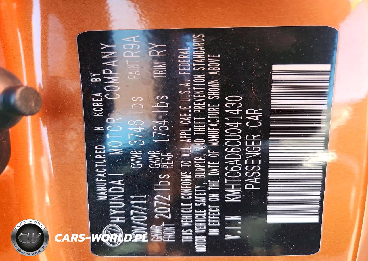 2012 Hyundai Veloster Base VIN:KMHTC6AD6CU041430 - 13