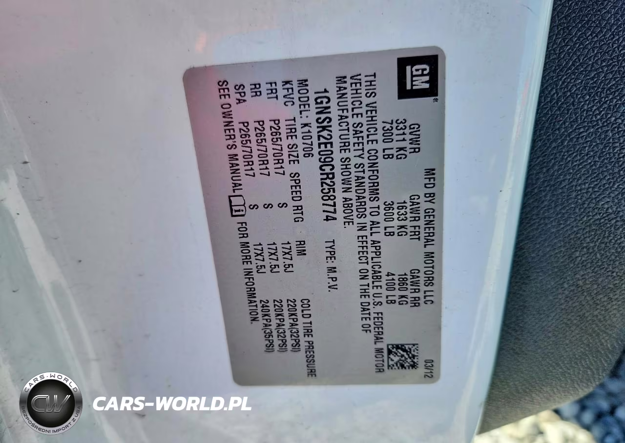 2012 Chevrolet Tahoe Special VIN:1GNSK2E09CR258774 - 13