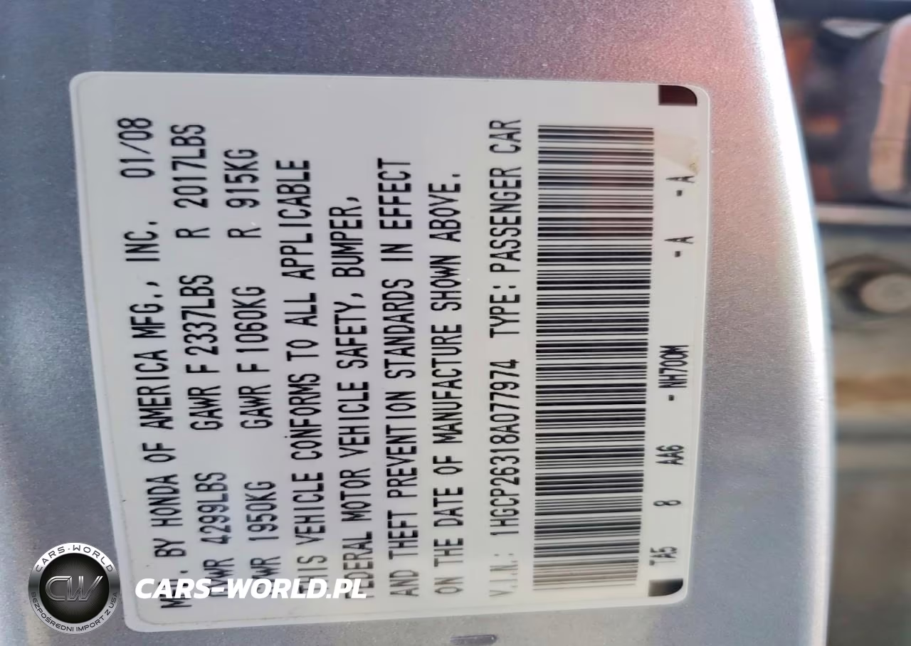 2008 Honda Accord Lx VIN:1HGCP26318A077974 - 12