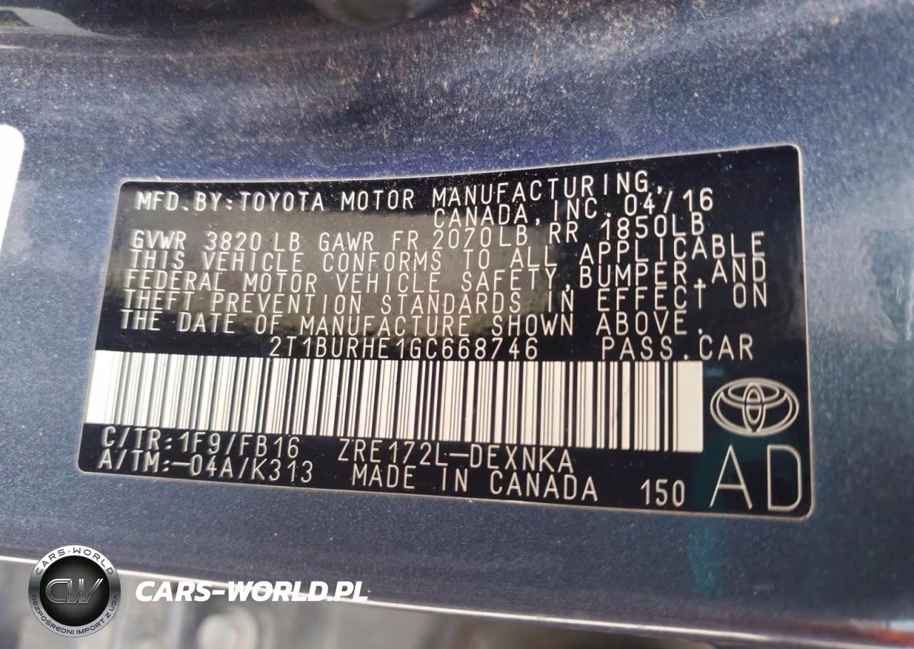 2016 Toyota Corolla Le VIN:2T1BURHE1GC668746 - 12