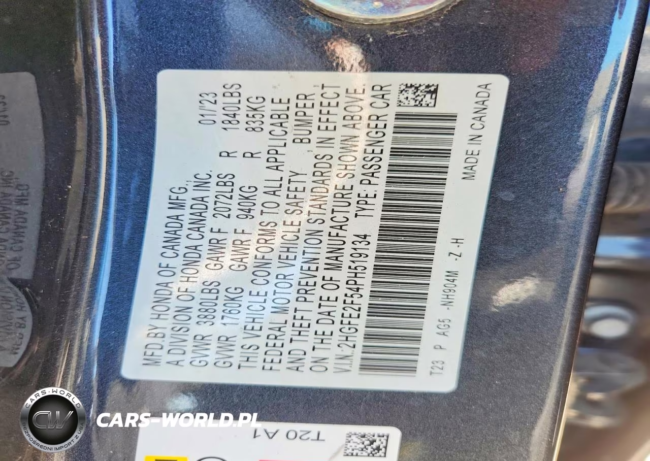2023 Honda Civic Sport VIN:2HGFE2F54PH519134 - 12