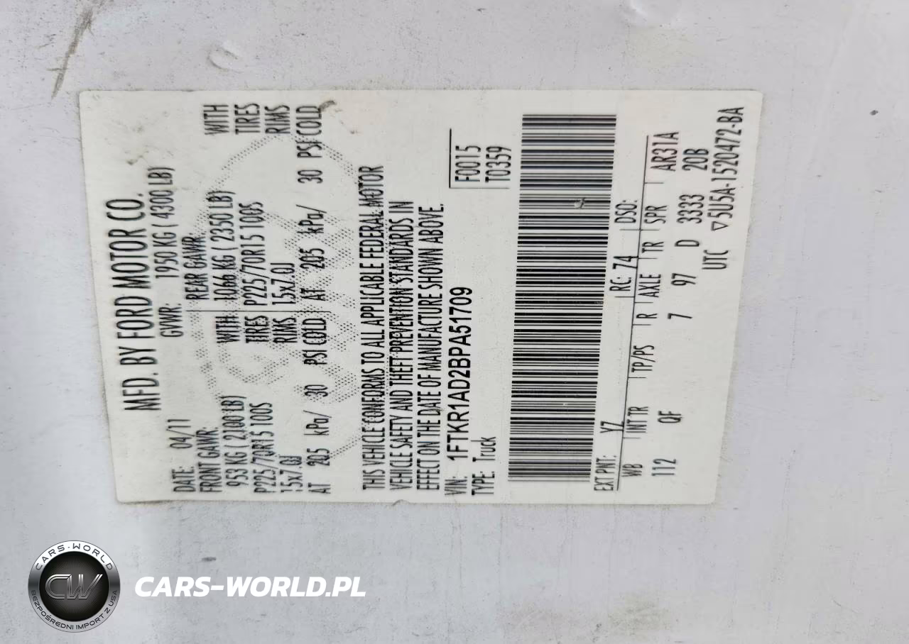 2011 Ford Ranger VIN:1FTKR1AD2BPA51709 - 12