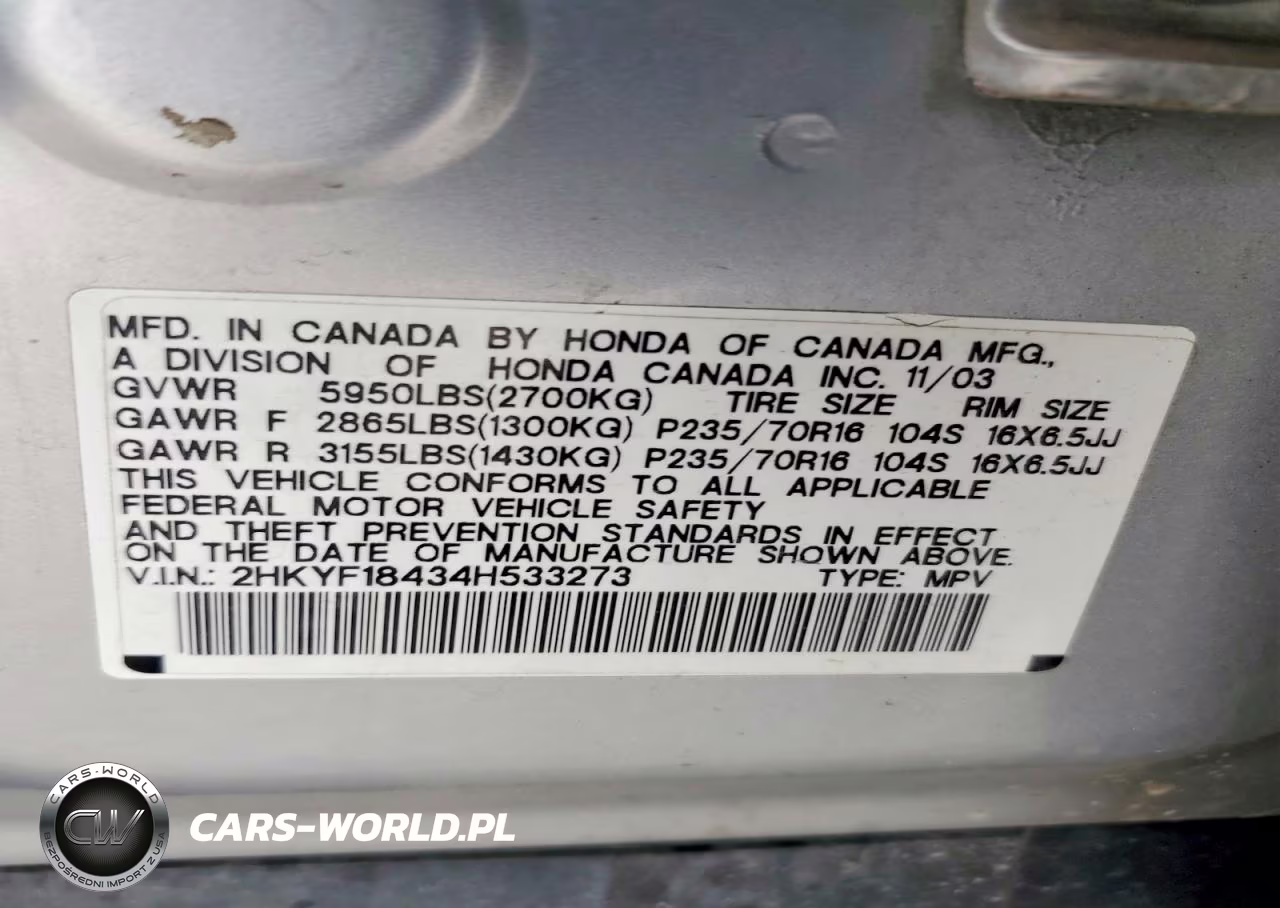 2004 Honda Pilot Ex VIN:2HKYF18434H533273 - 13