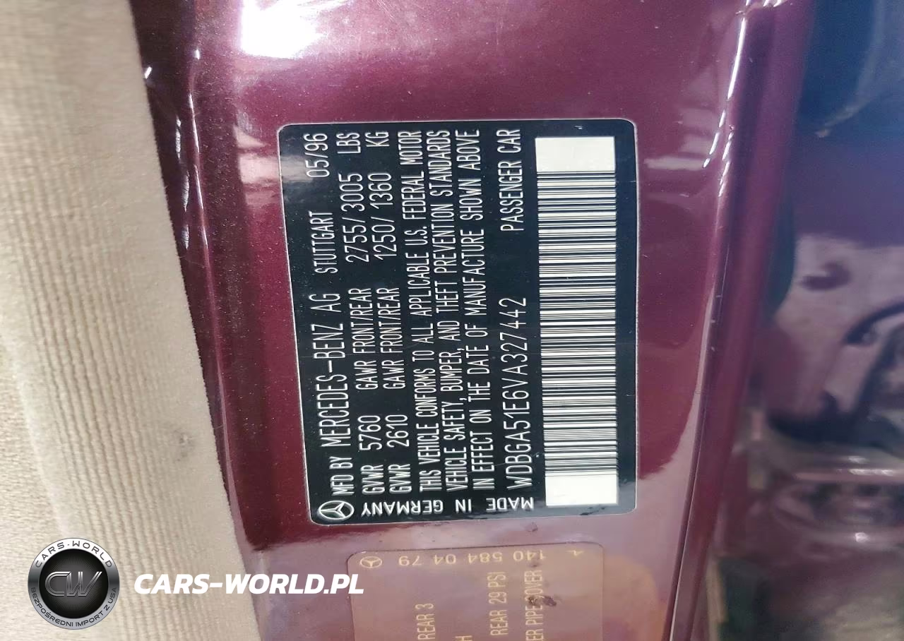 1997 Mercedes-Benz S 500 VIN:WDBGA51E6VA327442 - 12