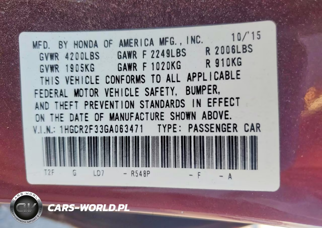 2016 Honda Accord Lx VIN:1HGCR2F33GA063471 - 12
