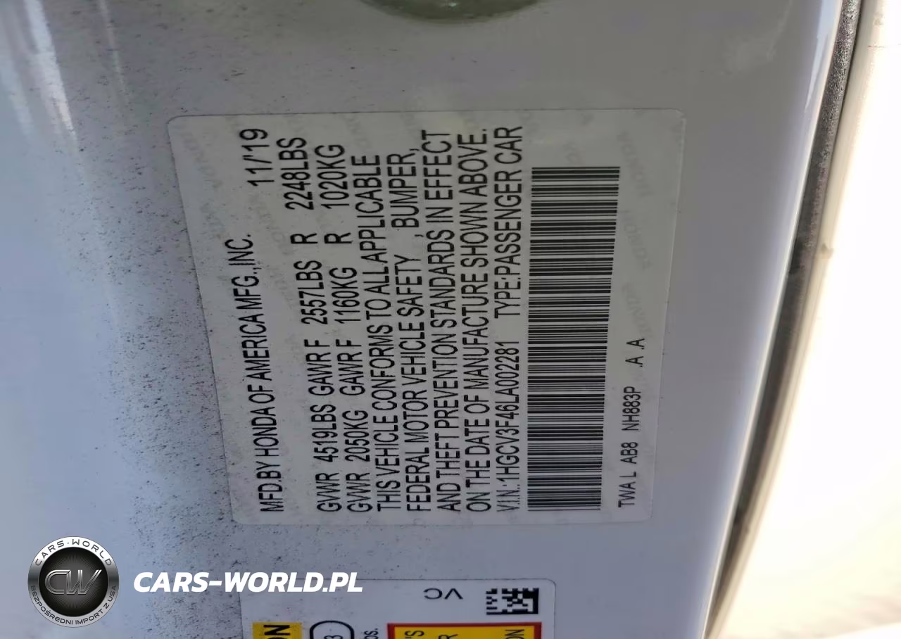 2020 Honda Accord Hybrid Ex VIN:1HGCV3F46LA002281 - 13