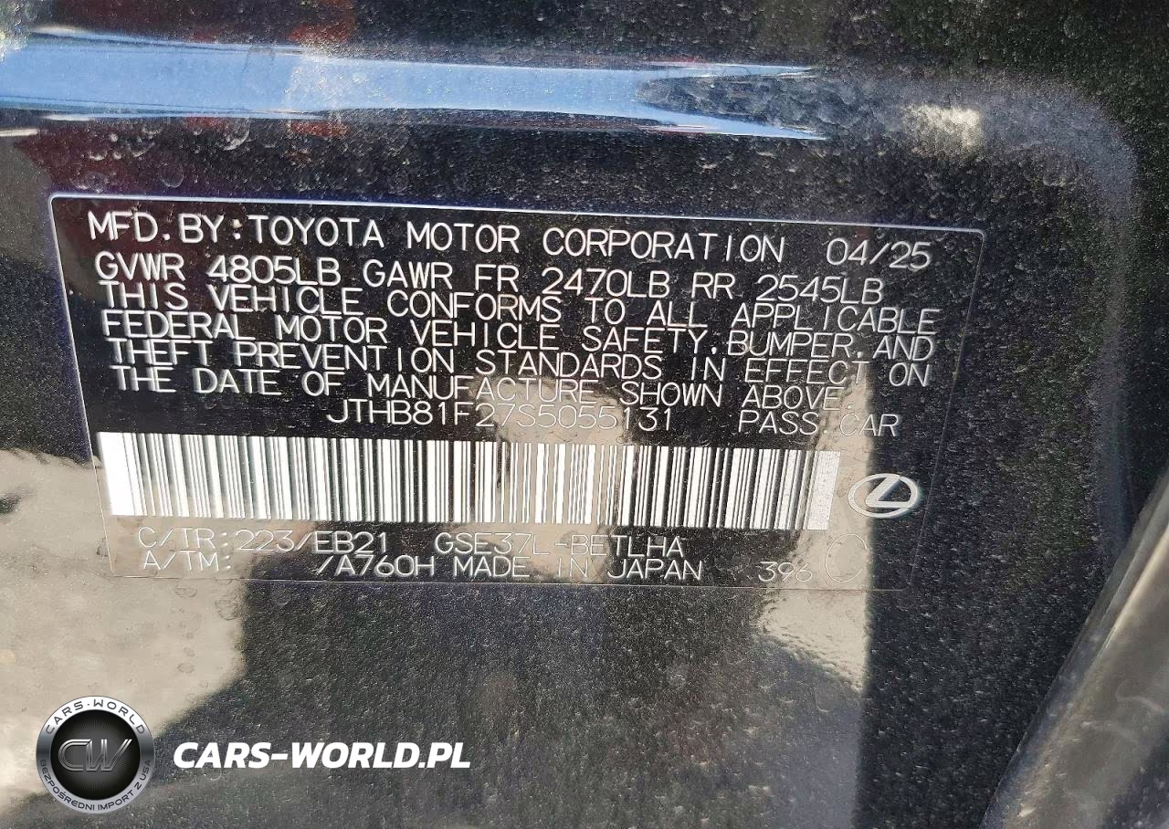 2025 Lexus Is 300 F Sport Design VIN:JTHB81F27S5055131 - 12