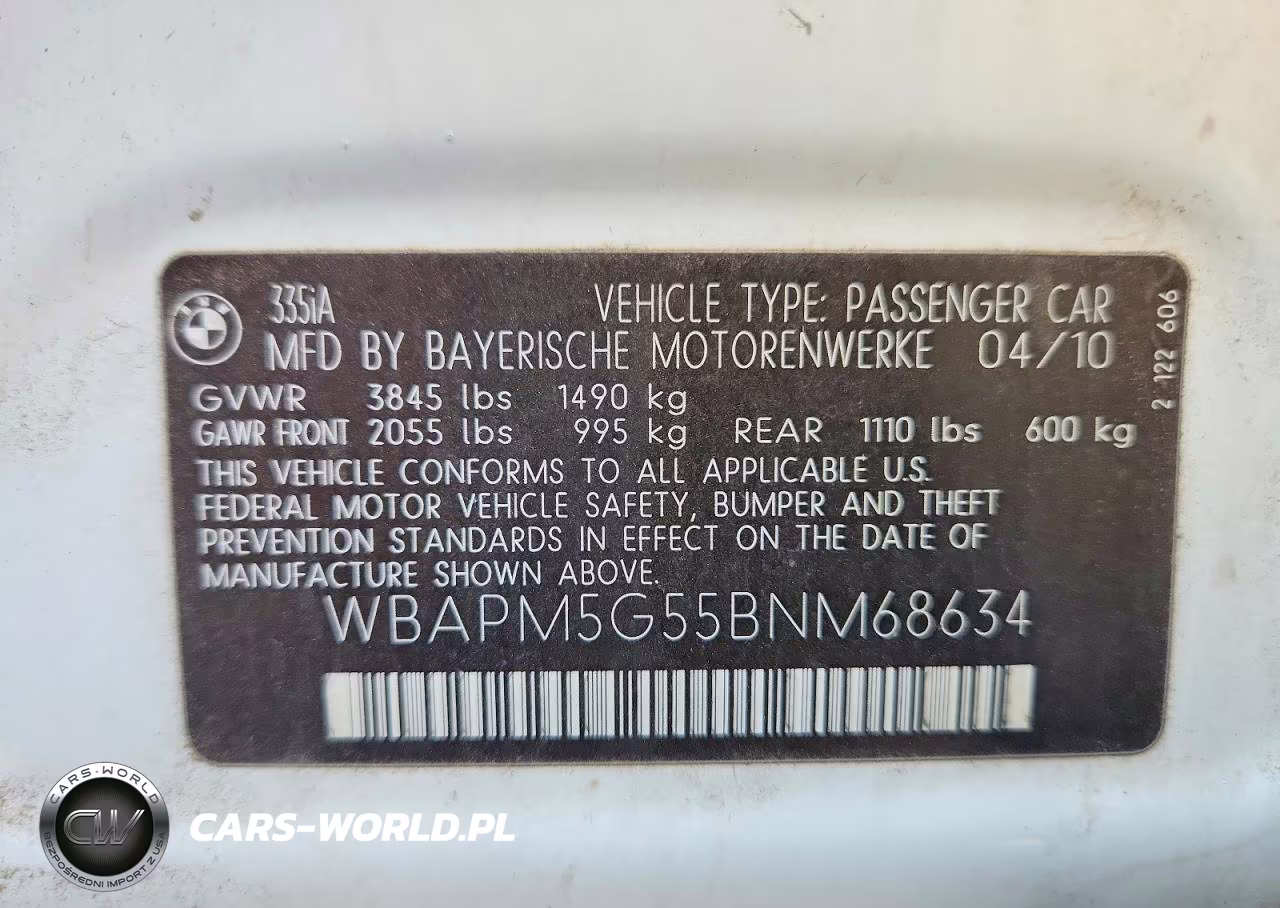 2011 BMW 335 I VIN:WBAPM5G55BNM68634 - 12