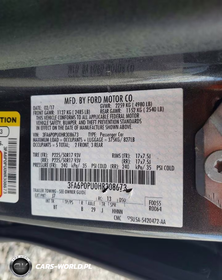 2017 Ford Fusion Se Phev VIN:3FA6P0PU0HR308673 - 12