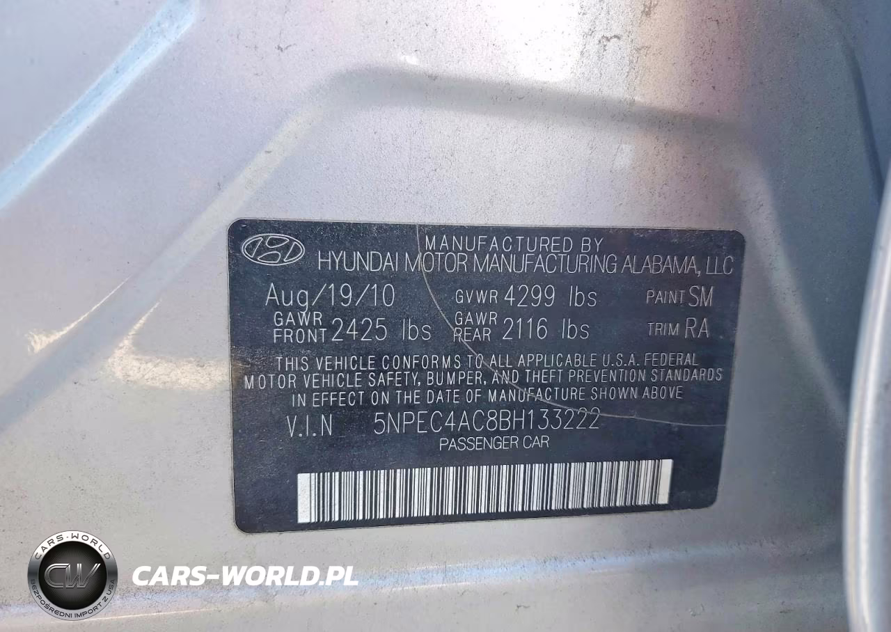 2011 Hyundai Sonata Limited VIN:5NPEC4AC8BH133222 - 12