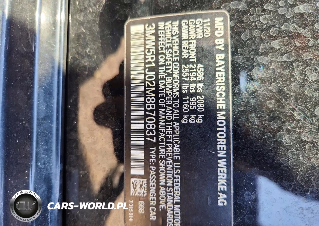 2021 BMW 330I VIN:3MW5R1J02M8B70837 - 12