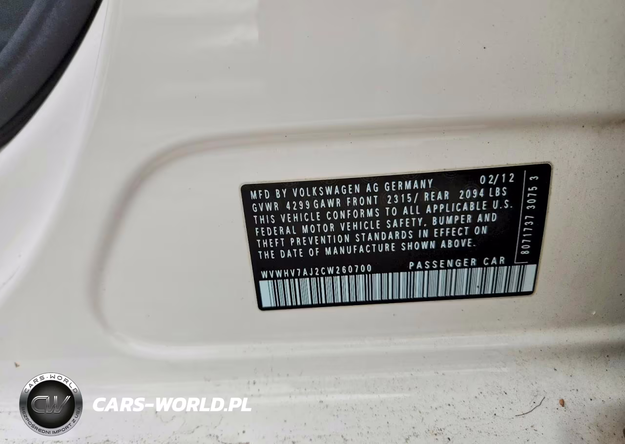 2012 Volkswagen Gti VIN:WVWHV7AJ2CW260700 - 12