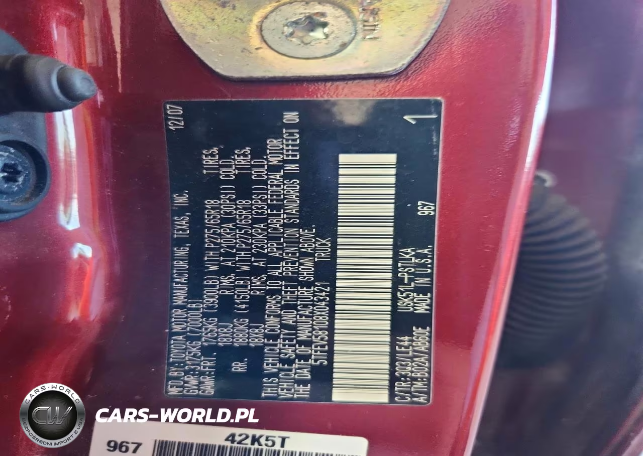 2008 Toyota Tundra VIN:5TFEV58108X043421 - 12