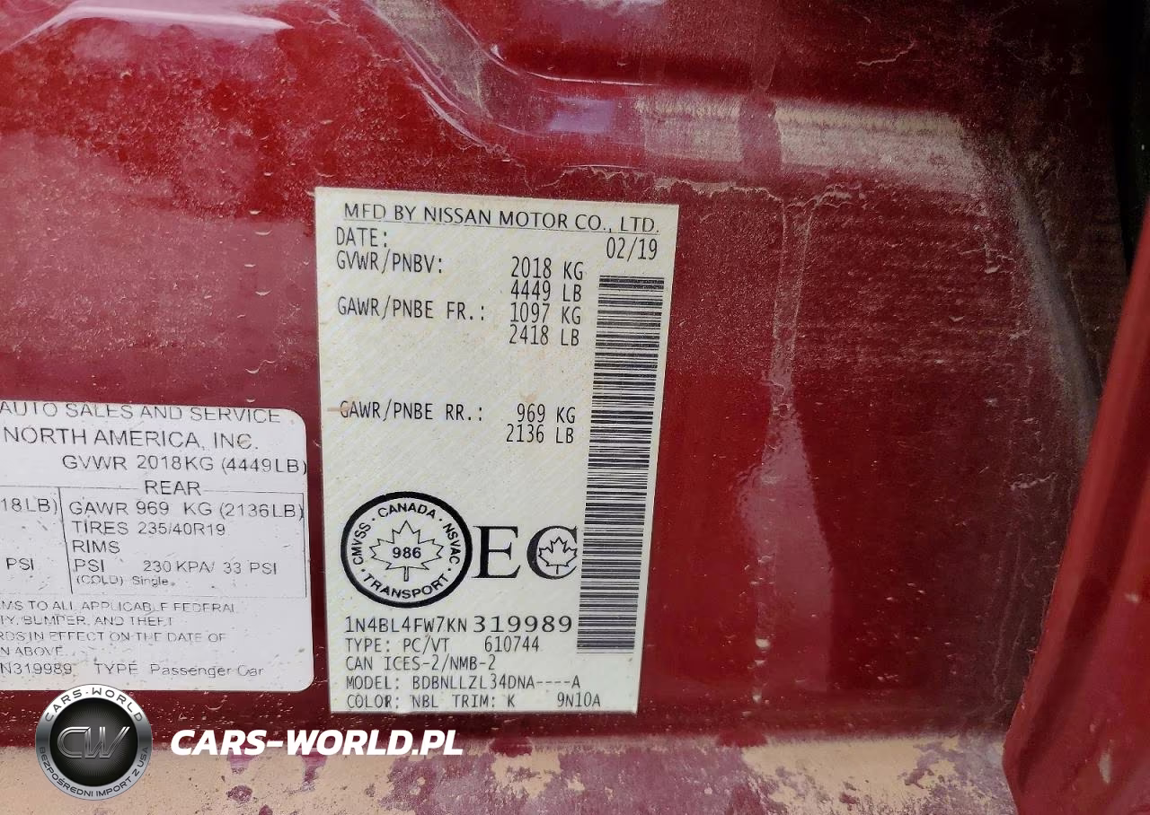 2019 Nissan Altima Platinum VIN:1N4BL4FW7KN319989 - 12