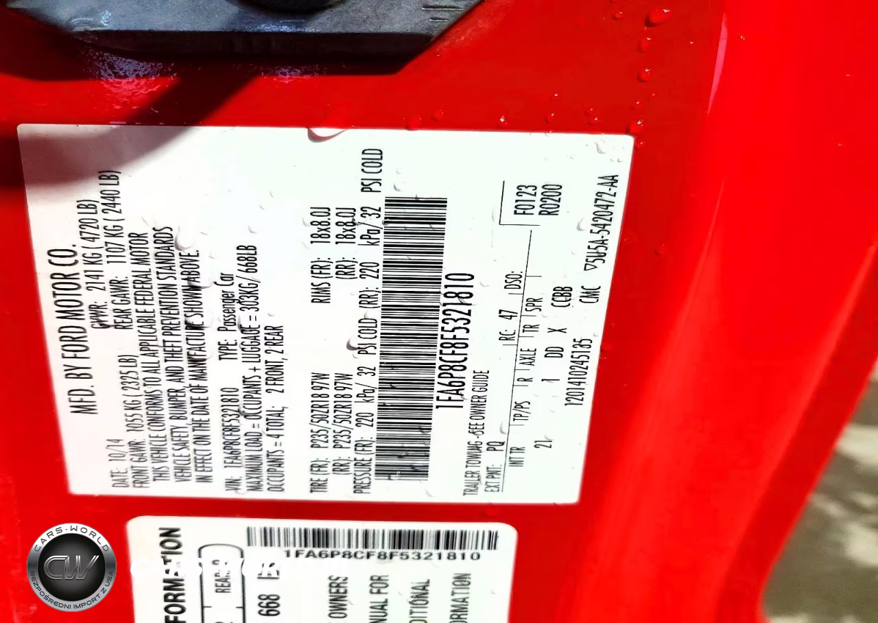 2015 Ford Mustang Gt VIN:1FA6P8CF8F5321810 - 12