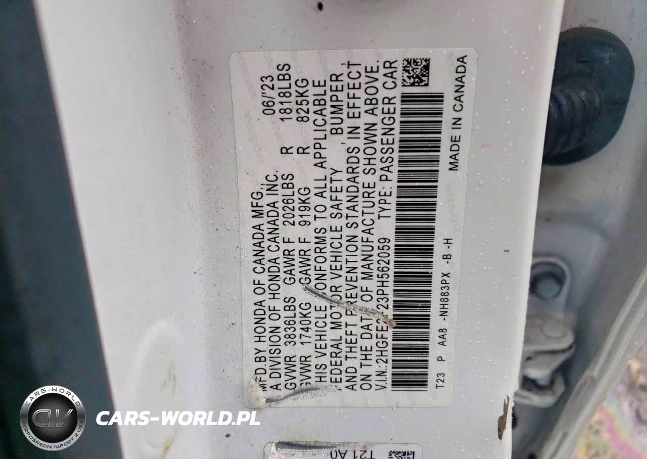 2023 Honda Civic Lx VIN:2HGFE2F23PH562059 - 12