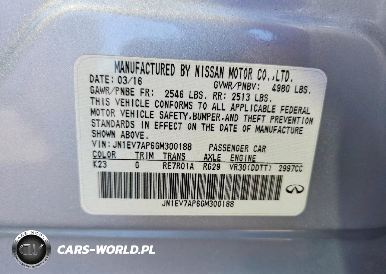 2016 Infiniti Q50 3.0T Premium VIN:JN1EV7AP6GM300188 - 12