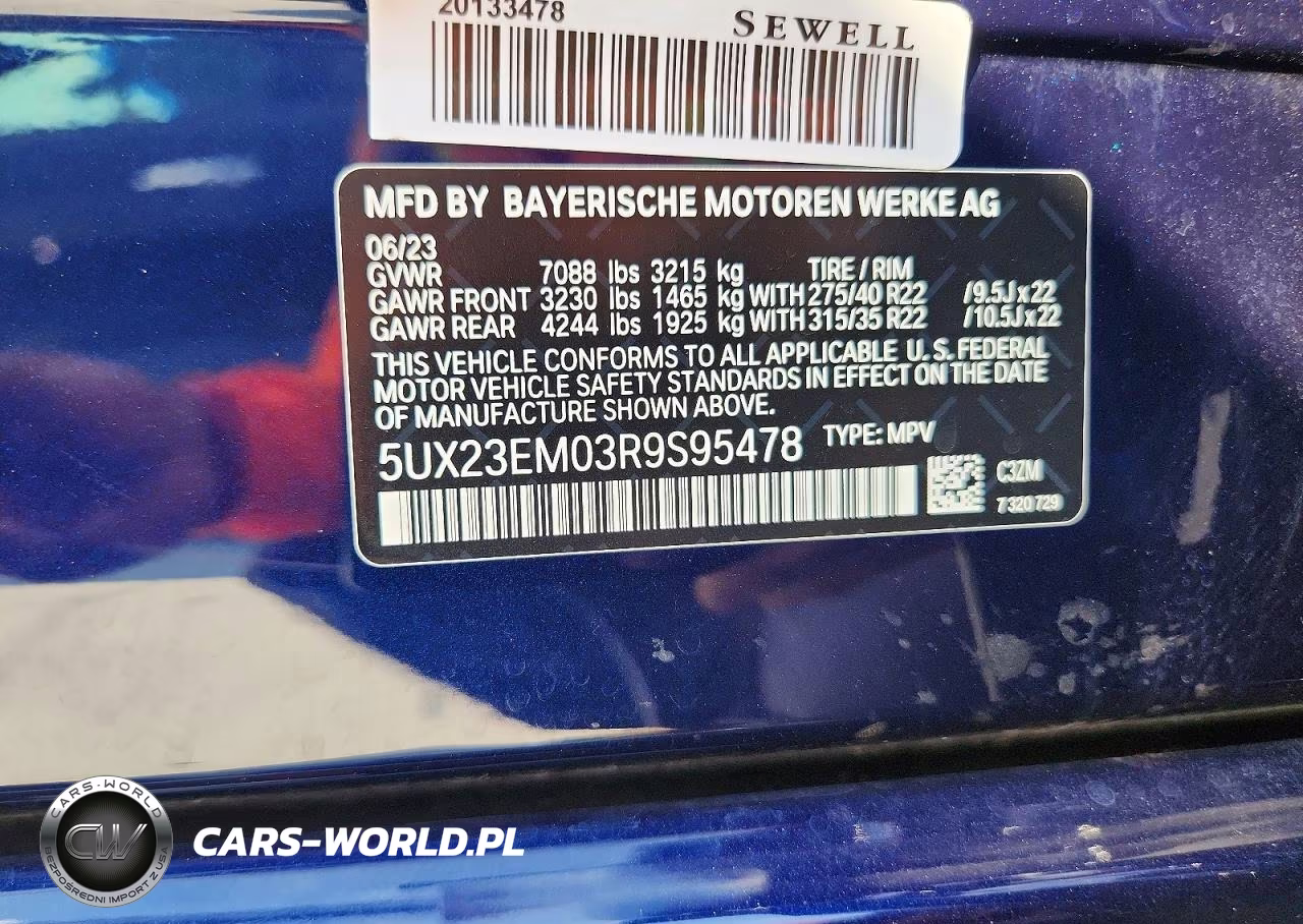 2024 BMW X7 xDrive40I VIN:5UX23EM03R9S95478 - 14
