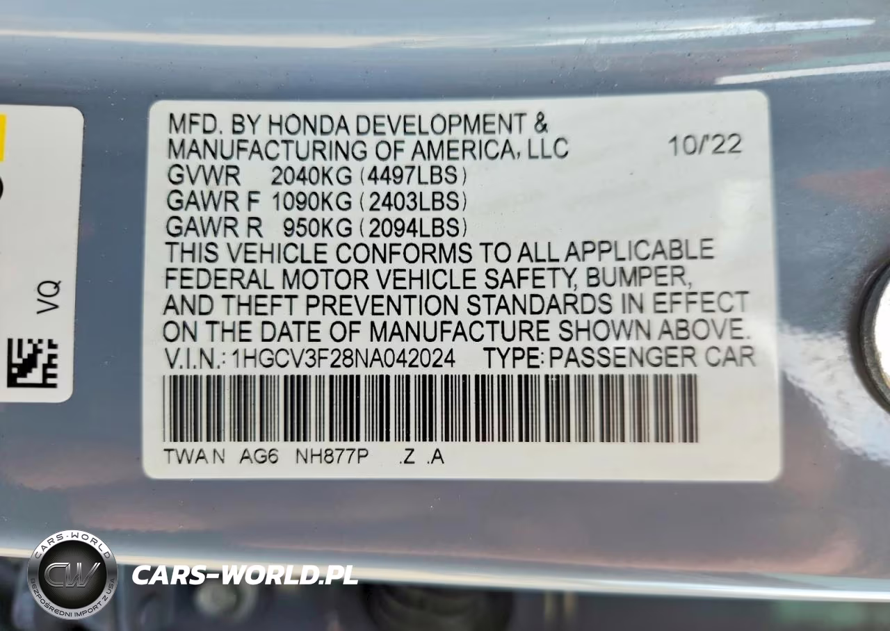 2022 Honda Accord Hybrid Sport VIN:1HGCV3F28NA042024 - 12