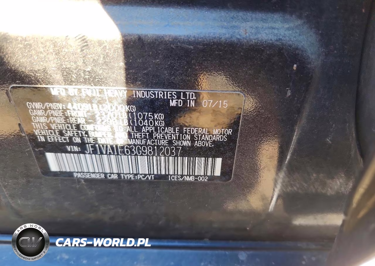 2016 Subaru Wrx Premium VIN:JF1VA1E63G9812037 - 12