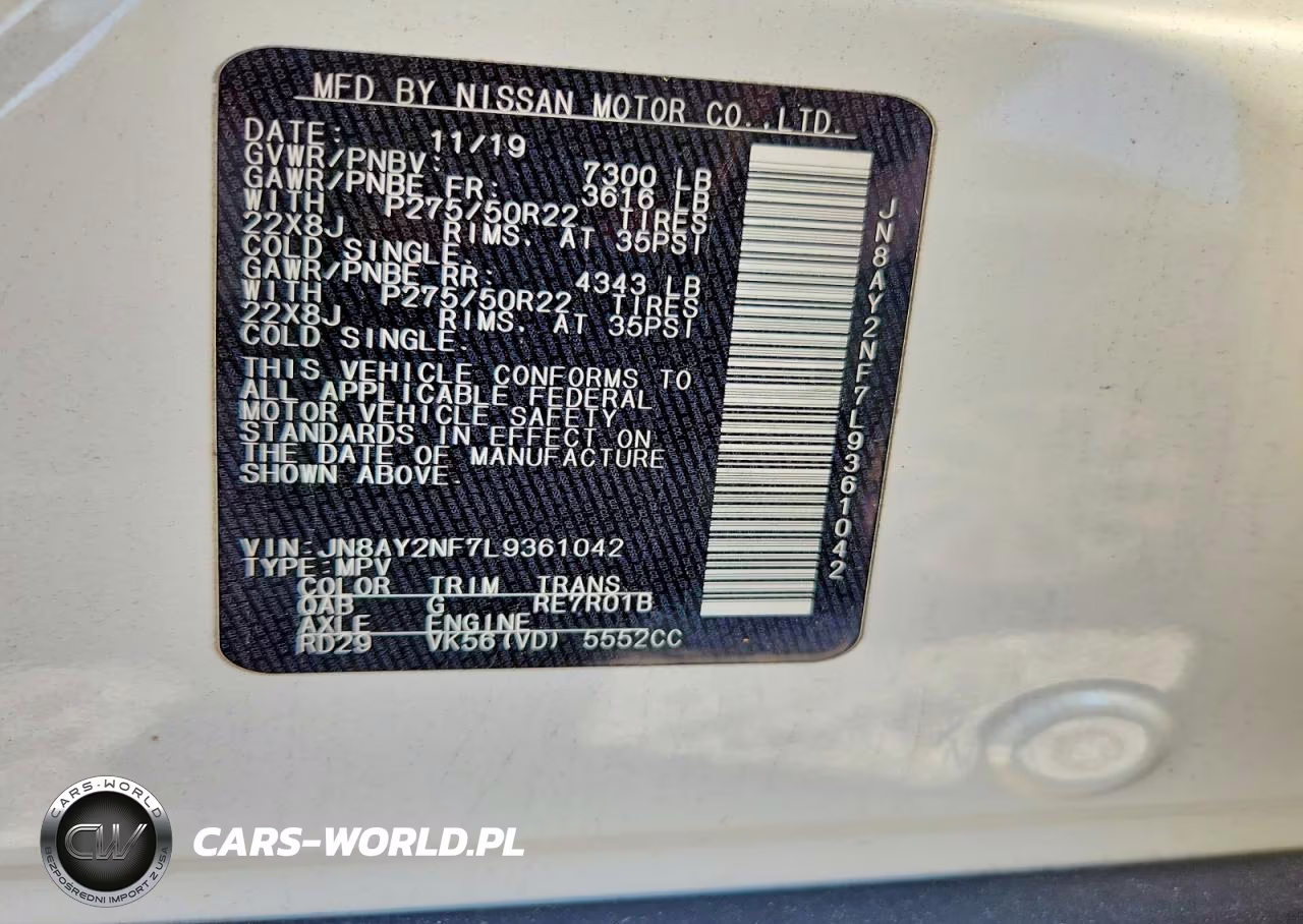 2020 Nissan Armada Platinum VIN:JN8AY2NF7L9361042 - 12