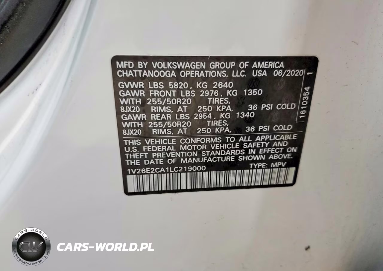 2020 Volkswagen Atlas Cross Sport Se VIN:1V26E2CA1LC219000 - 13