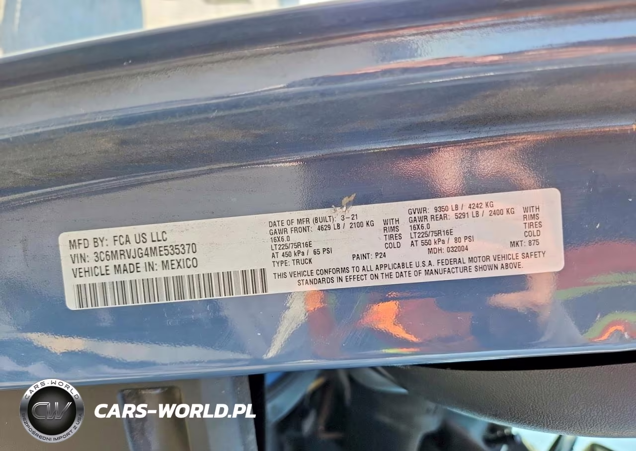 2021 Ram Promaster 3500 Delivery Van VIN:3C6MRVJG4ME535370 - 12