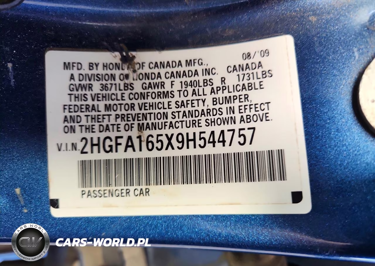 2009 Honda Civic Lx VIN:2HGFA165X9H544757 - 12