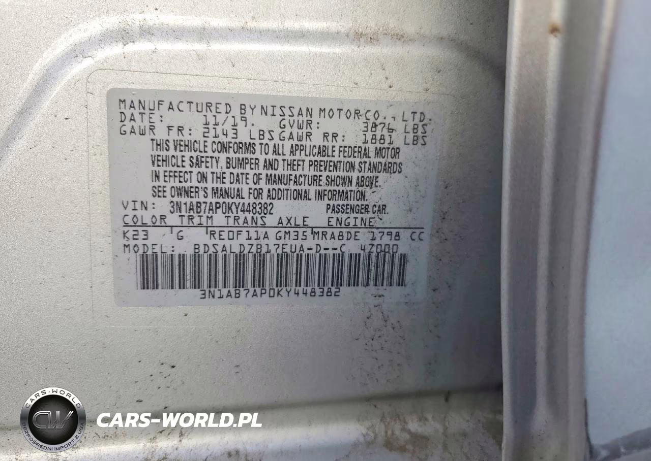 2019 Nissan Sentra Sv VIN:3N1AB7AP0KY448382 - 12