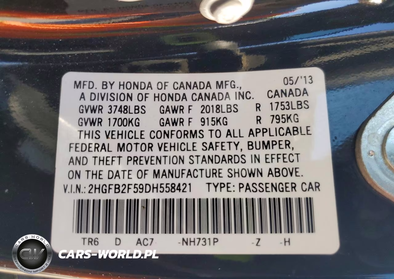 2013 Honda Civic Lx VIN:2HGFB2F59DH558421 - 12
