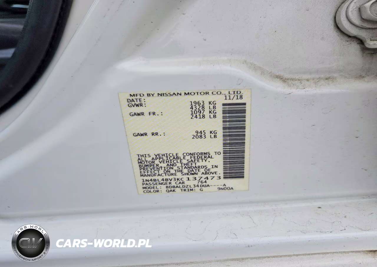 2019 Nissan Altima S VIN:1N4BL4BV3KC137473 - 12
