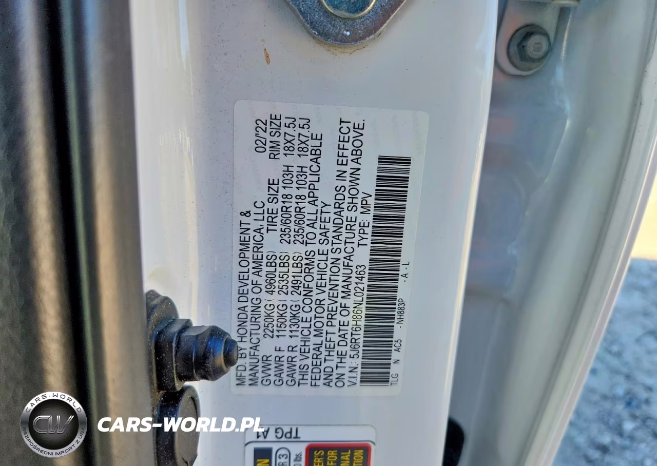 2022 Honda Cr-V Exl VIN:5J6RT6H86NL021463 - 14