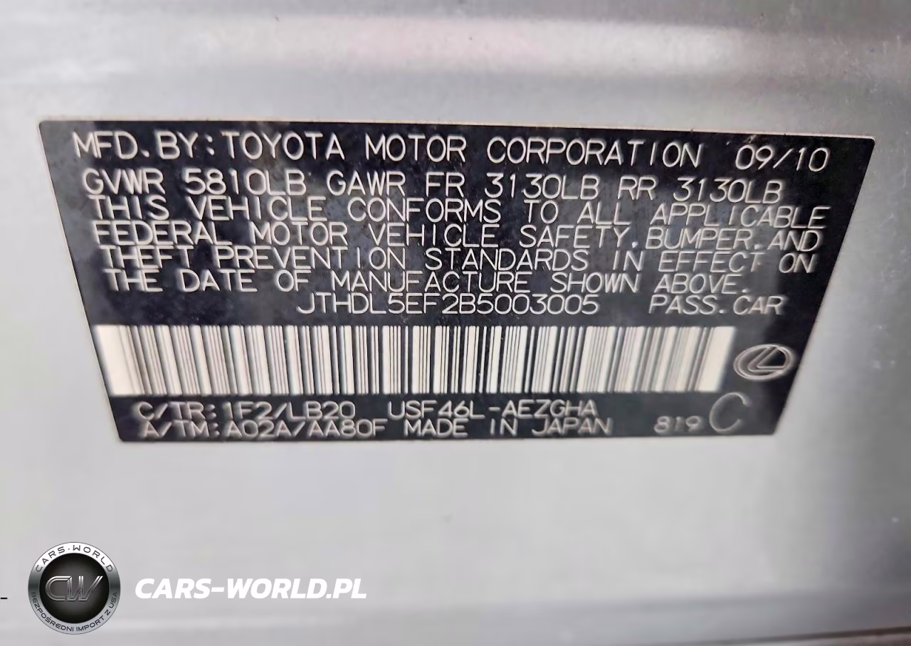2011 Lexus Ls 460L VIN:JTHDL5EF2B5003005 - 12