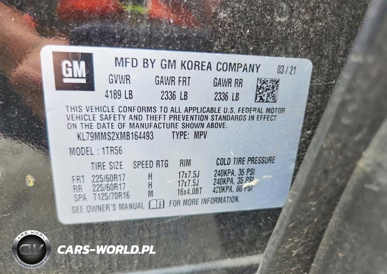 2021 Chevrolet Trailblazer Ls VIN:KL79MMS2XMB164493 - 13