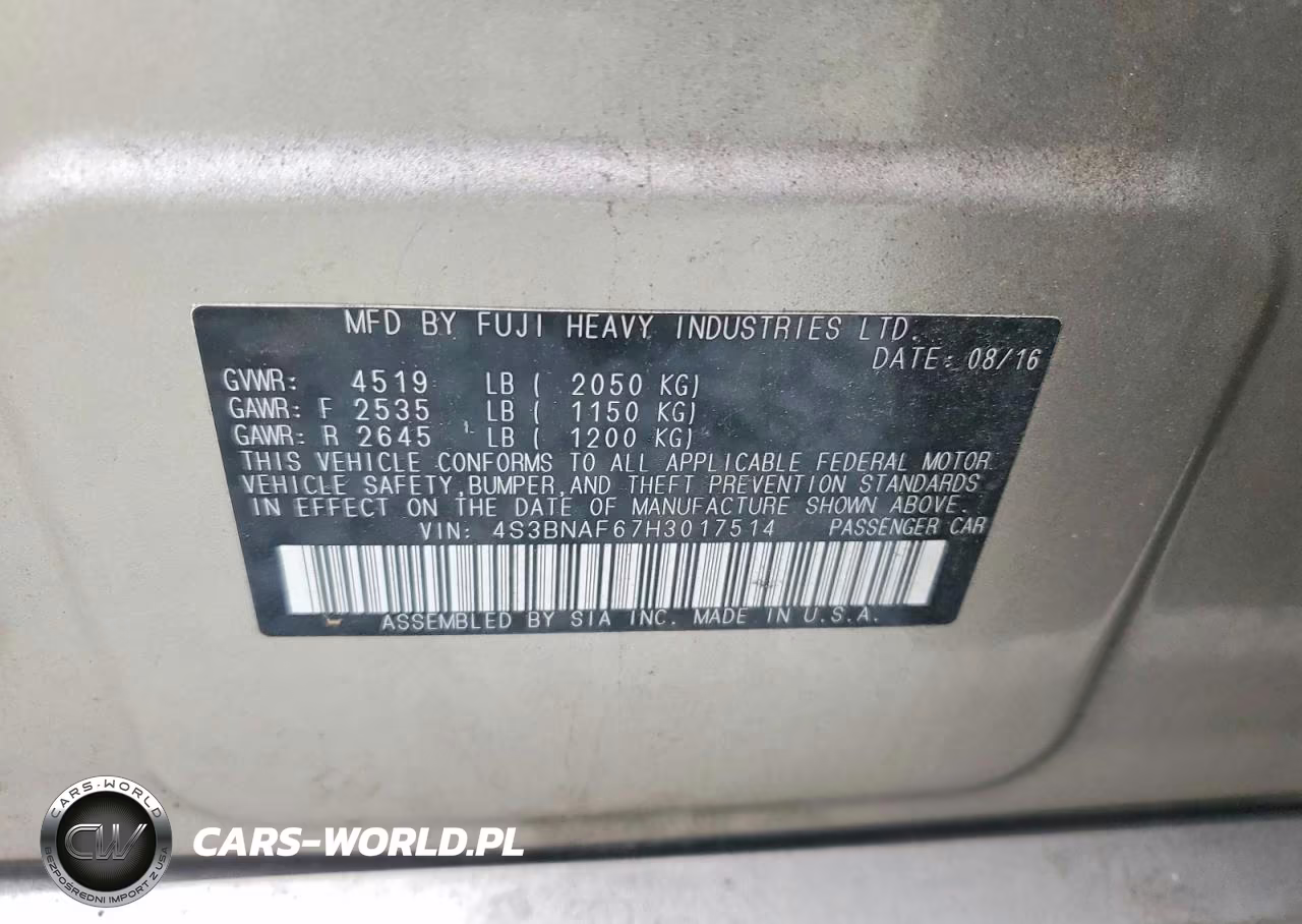 2017 Subaru Legacy 2.5I Premium VIN:4S3BNAF67H3017514 - 13