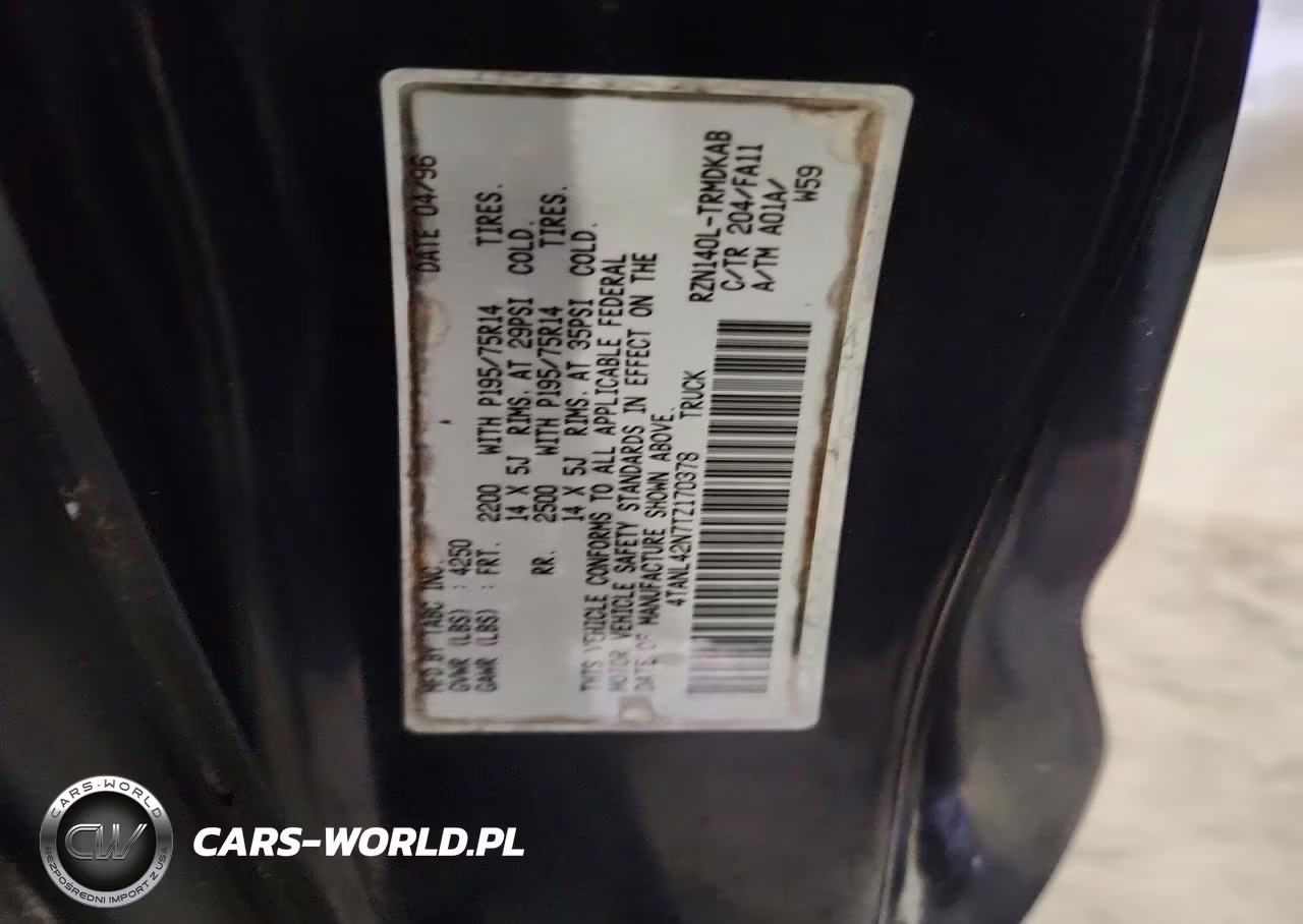 1996 Toyota Tacoma Base VIN:4TANL42N7TZ170378 - 12