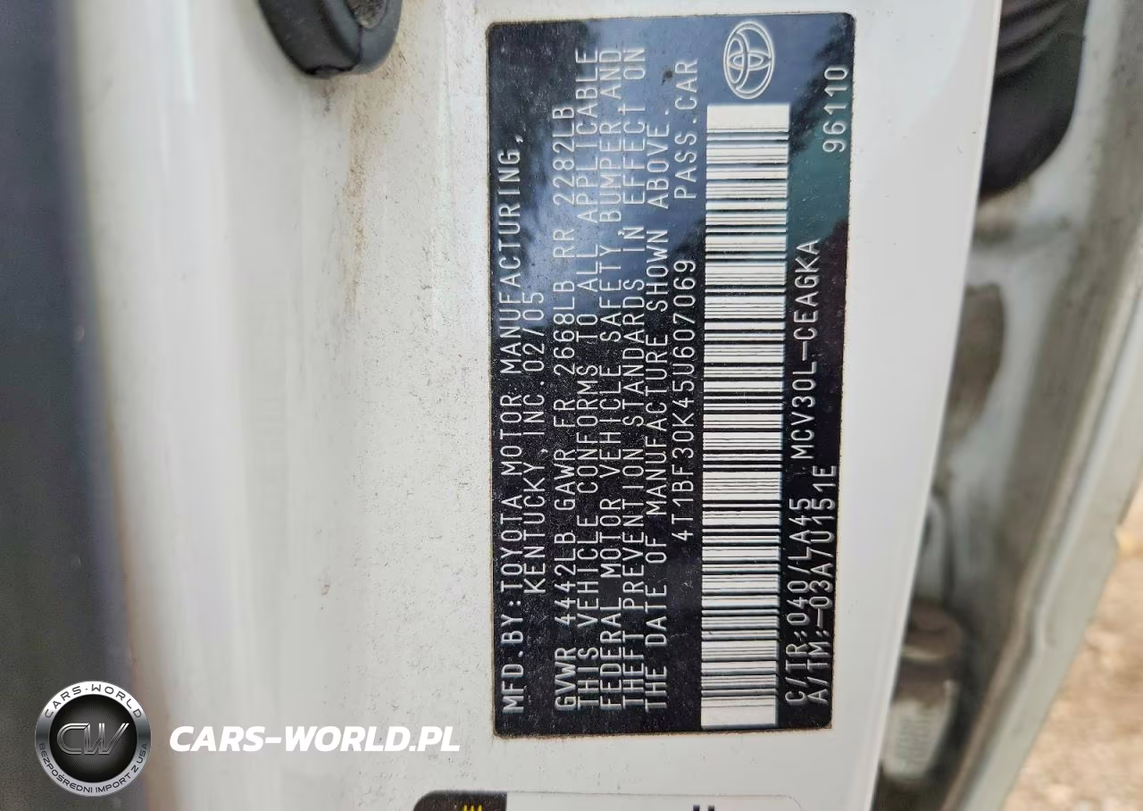 2005 Toyota Camry Xle V6 VIN:4T1BF30K45U607069 - 12