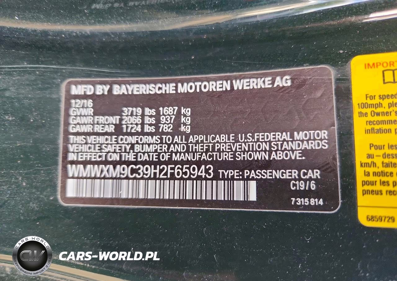 2017 Mini Cooper John Cooper Works VIN:WMWXM9C39H2F65943 - 12