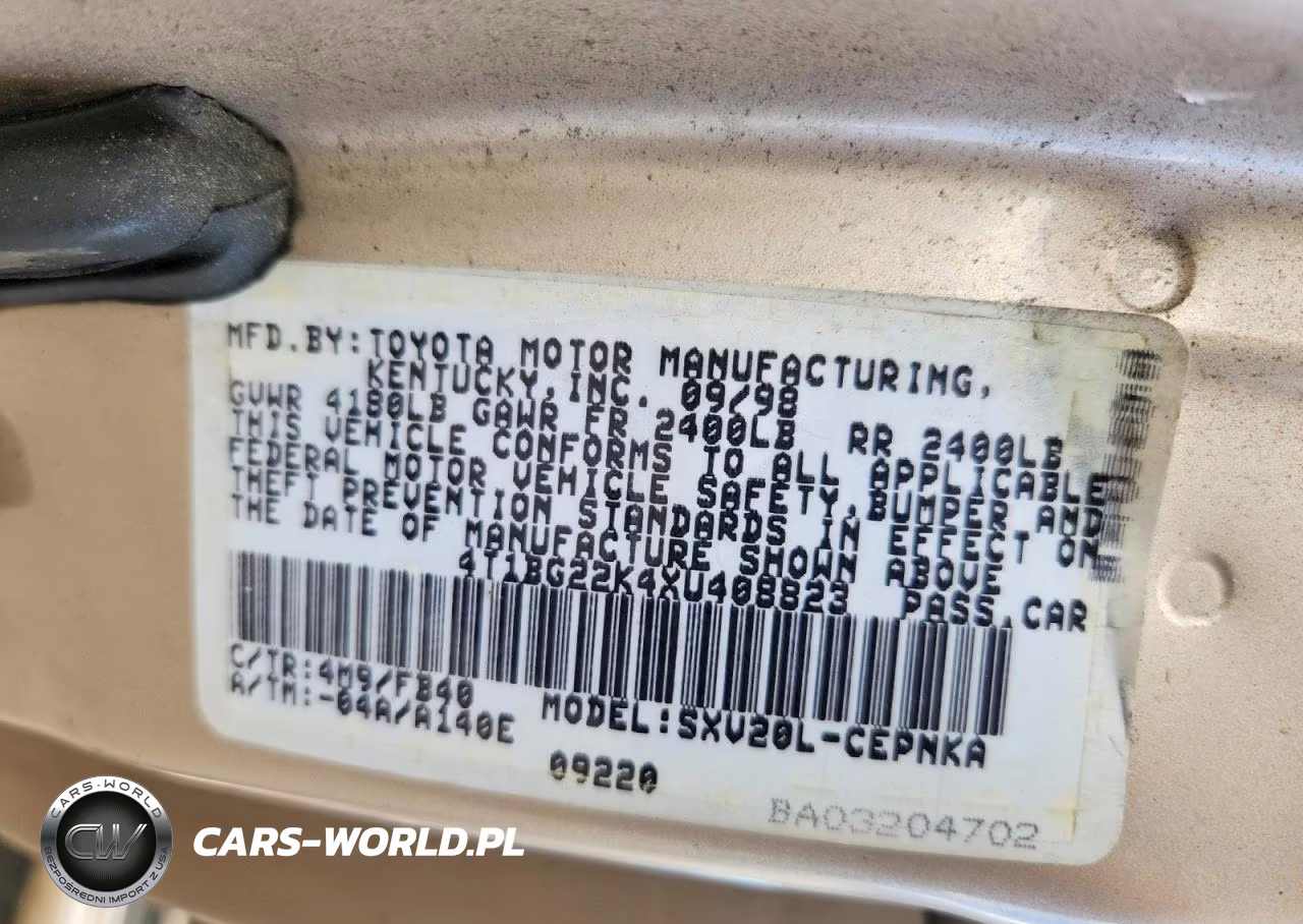 1999 Toyota Camry Le VIN:4T1BG22K4XU408823 - 12
